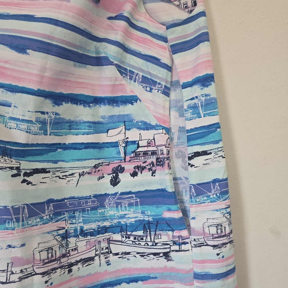 Talvot Petite Seaside Harbor Blue and Pink Striped Sleeveless Dress Size 10P - Picture 9 of 11